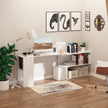 L-Shaped Desk 55 360 Rotating White Corner Computer Workstation With Storage