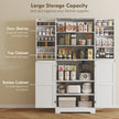 Farmhouse Kitchen Pantry, 72 Tall Pantry Cabinet With 4 Barn Doors, 4 Adjustable Shelves And 8 Door Shelves, White