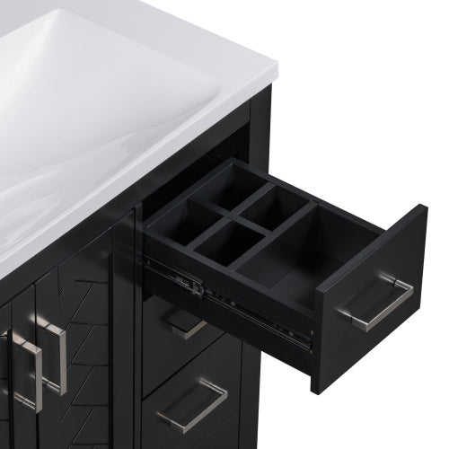 30'' Bathroom Vanity With Resin Sink Combo,Solid Wood Frame Bathroom Storage Cabinet, Freestanding Vanity Set With 3 Drawers& Soft Closing Doors
