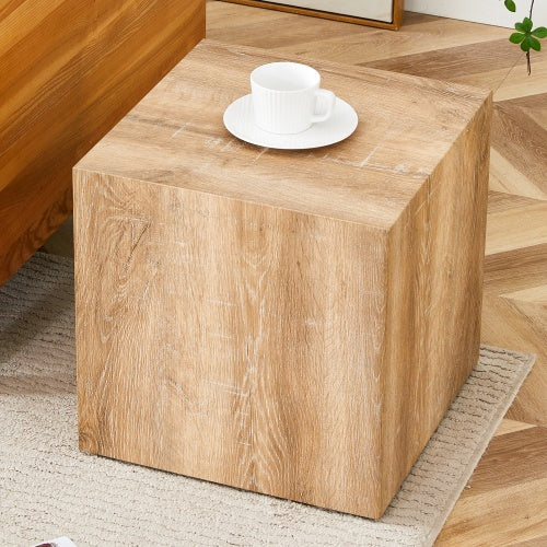 Elevate Your Living Space With This Square Modern MDF Coffee Table That Showcases Smooth, Light Wood Color Texture Patterns. It Is Characterized By Stylish Design.15.7x15.7x15.7
