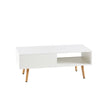 Rattan Coffee Table With Sliding Door And Solid Wood Legs - Modern Living Room