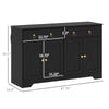 Kitchen Storage Sideboard, Farmhouse Buffet Cabinet With Barn Style Doors, Drawers, Adjustable Shelves, Black