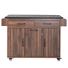 K&K Kitchen Island With Trash Can Storage Cabinet, Kitchen Cart With Drop Leaf, Spice Rack, Towel Ra