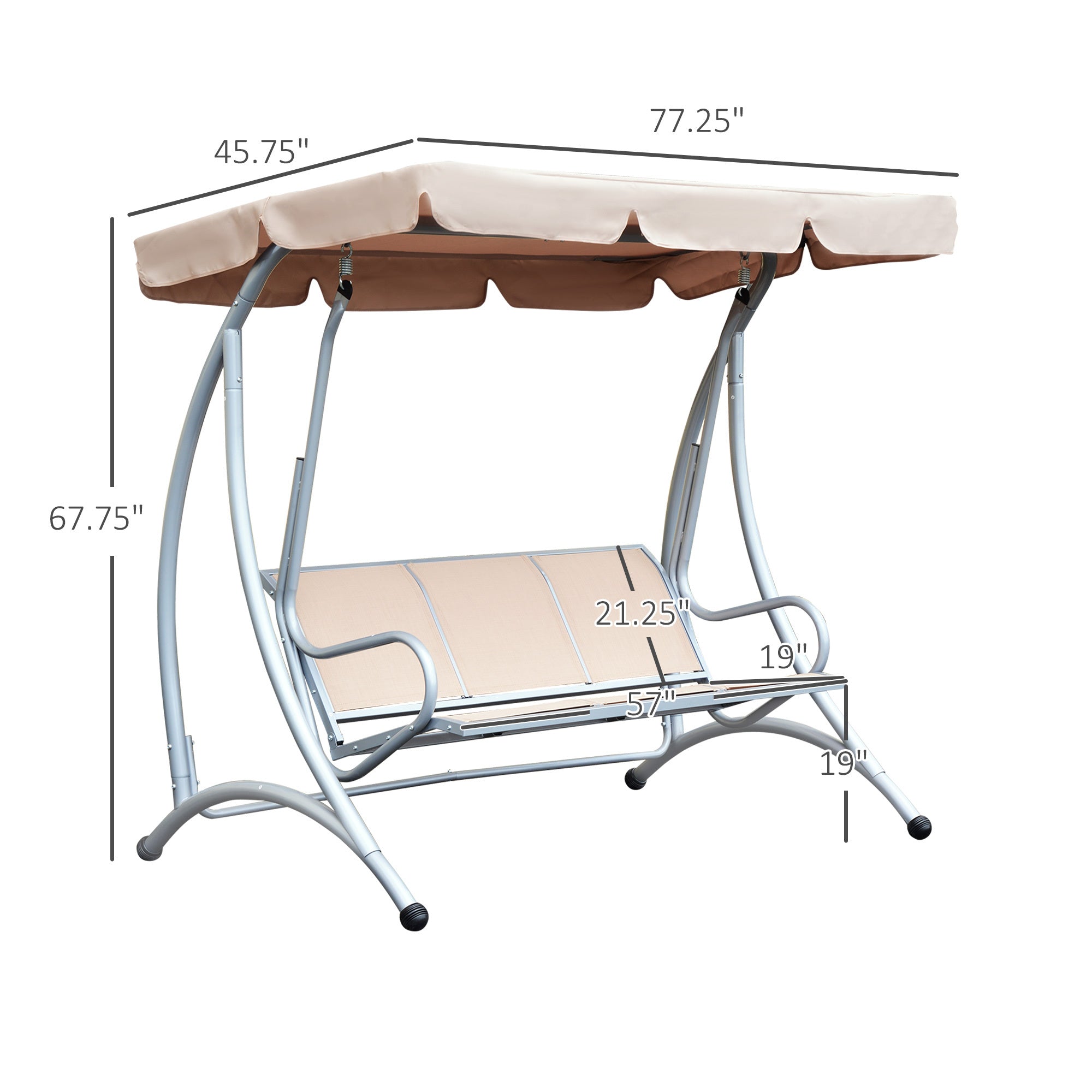 Outdoor Swing Chair Bench With Stand And Adjustable Canopy Porch Swing For Patio Garden