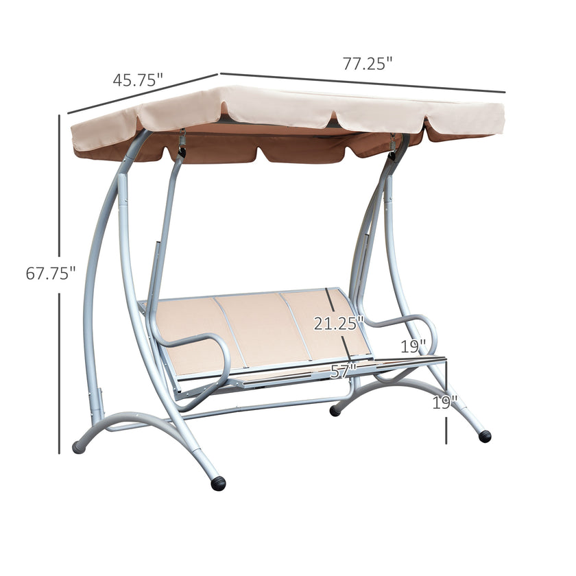 Outdoor Swing Chair Bench With Stand And Adjustable Canopy Porch Swing For Patio Garden