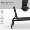 Chaise Lounge Chair Black With Wheels Adjustable Backrest Breathable For Sunbathing Patio