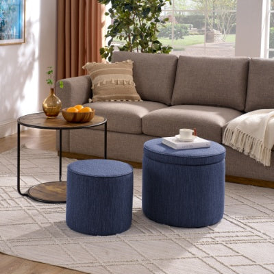 Ottoman, Multi-functional Combination Set Table Ottoman, Combination Of Ottoman And Table, With Drum Stool, With Storage Space