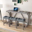 Bar Table Set With Power Outlet, Bar Table And Chairs Set, 4 Piece Dining Table Set, Industrial Brea