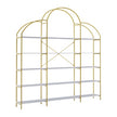 74.8 Inch 5 Tiers Office Bookcase Bookshelf, Display Shelf With Round Top, X Bar Gold Frame