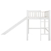 Twin Size Low Loft Bed With Ladder And Slide,White
