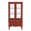 Lighted Glass Cabinet Glass Wine Cabinet Curio Display Cabinet With Adjustable Glass Shelves 2 Doors And 1 Drawer Cabinet Bulb Included OAK
