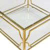 Square Glass Coffee Table In 33.5 ,Luxurious Geometric Metal Frame,Gold Finish  Lower Shelf