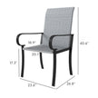 Set Of 4 Outdoor Wicker Dining Chairs With Armrest, Steel Frame, High Back And Deep Seating, Gray