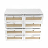 White Color 8 Drawers Chest Of Drawers With Rattan Drawer Face Golden Legs And Handles