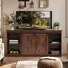 65-inch Solid Wood TV Cabinet With Double-layer Storage Space Sliding Door, Modern Living Room Furniture
