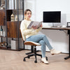 Home Office Chair No Arms With Wheels, PU Leather Desk Chair With Adjustable Height, 360 Swivel For Reading, White