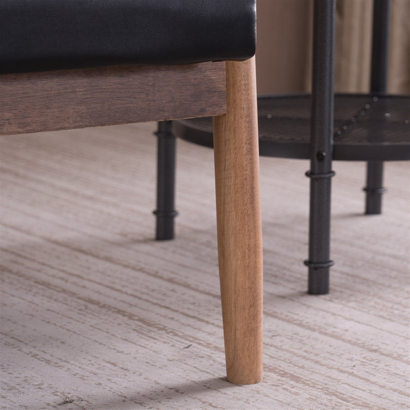 Vintage Modern Wooden Armchair In Black PU