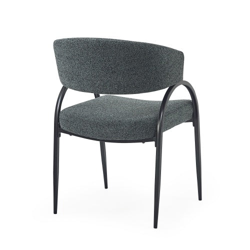 Upholstered Dining Chairs With Metal Legs Set Of 2,Dark Green Black