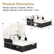 Patio Rattan Daybed With Retractable Canopy And Side Tables