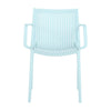 4pcs Modern Stackable Plastic Armchair For Indoor  Outdoor Use  Ergonomic Slatted Back Design, All  Weather PP Material, Light Baby Blue   Patio, Balcony, Cafe