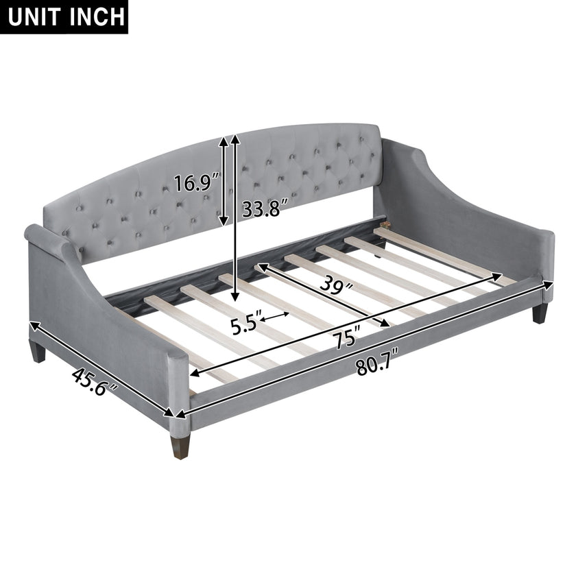 Modern Luxury Tufted Button Daybed,Twin,Gray Expected Arrival Time 12.28