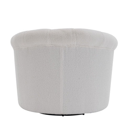 Swivel Chair With Ottoman, Modern Luxury Velvet Swivel Accent Chair, Comfy Round Armchair, Single Sofa Armchair With Lounge Seat For Bedroom Office Reading Spaces,Set Of 1,Off White