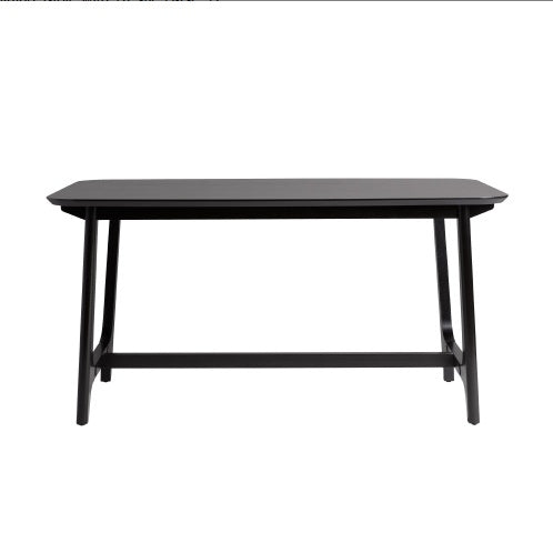 Mid-Century Modern Dining Table With Trestle Base, Black Ash Veneer