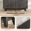 Fluted Sideboard Buffet Cabinet, 55 Coffee Bar Cabinet With 4 Doors, 2 Adjustable Shelves, 5 Wood Legs, Dark Gray