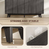 Fluted Sideboard Buffet Cabinet, 55 Coffee Bar Cabinet With 4 Doors, 2 Adjustable Shelves, 5 Wood Legs, Dark Gray