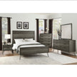 Contemporary Three-Tone Gray Finish Nightstand Perched Atop Metal Legs Acacia Veneer Modern Bedroom Furniture