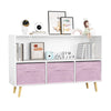 Fiberboard Children's Bookshelf With Foldable Fabric Drawers