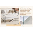 Double Rectangular Coffee Table. The Board Surface Is MDF, With White Stickers, And Both Sides Are Transparent Tempered Glass. Suitable For Living Room, Bedroom And Other Occasions