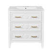 30'' Bathroom Vanity With Ceramic Sink Combo, Free Standing Single Vanity Set With 3 Drawers, Solid Wood Frame Bathroom Storage Cabinet, White