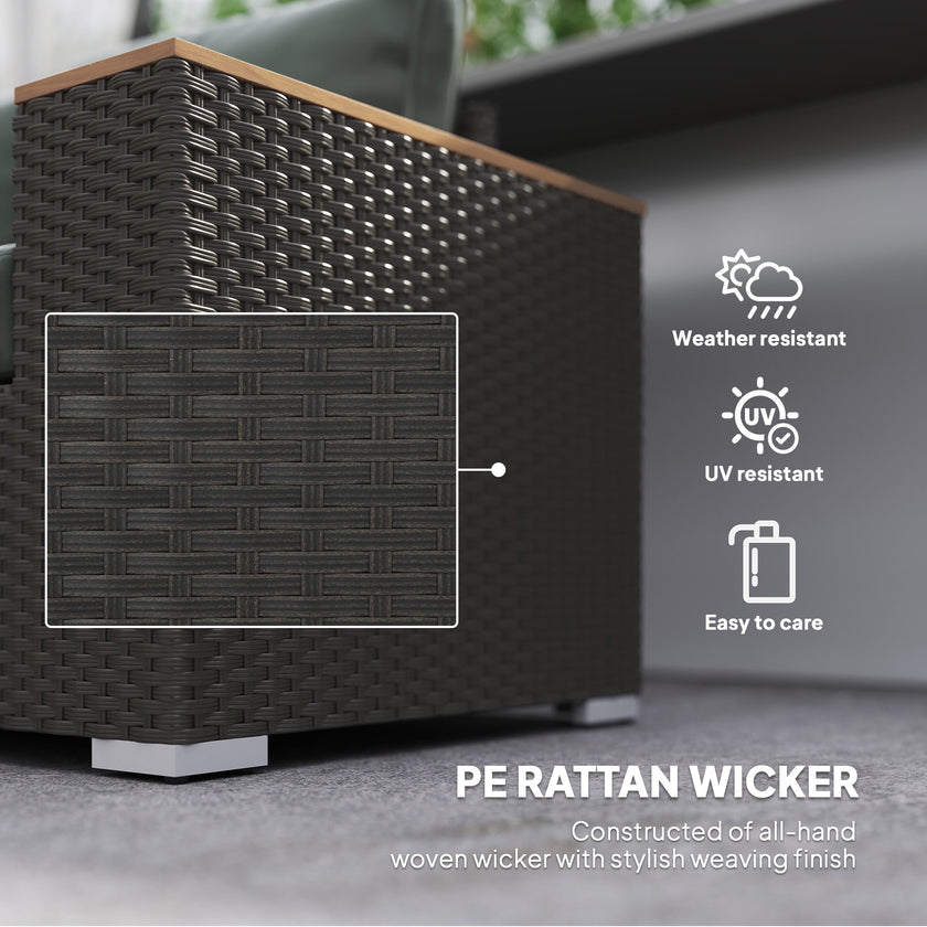 3-Seat Outdoor Patio Sofa With Cushions, PE Rattan Wicker Sofa With Wide Armrests, Outdoor Wicker Couch, Dark Gray