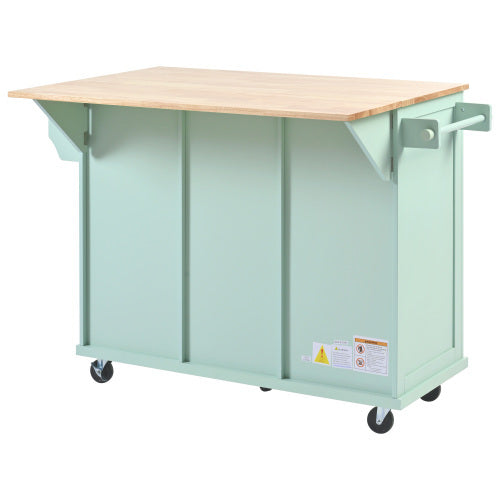 Kitchen Trolley With Rubberwood Folding Leaf Countertops