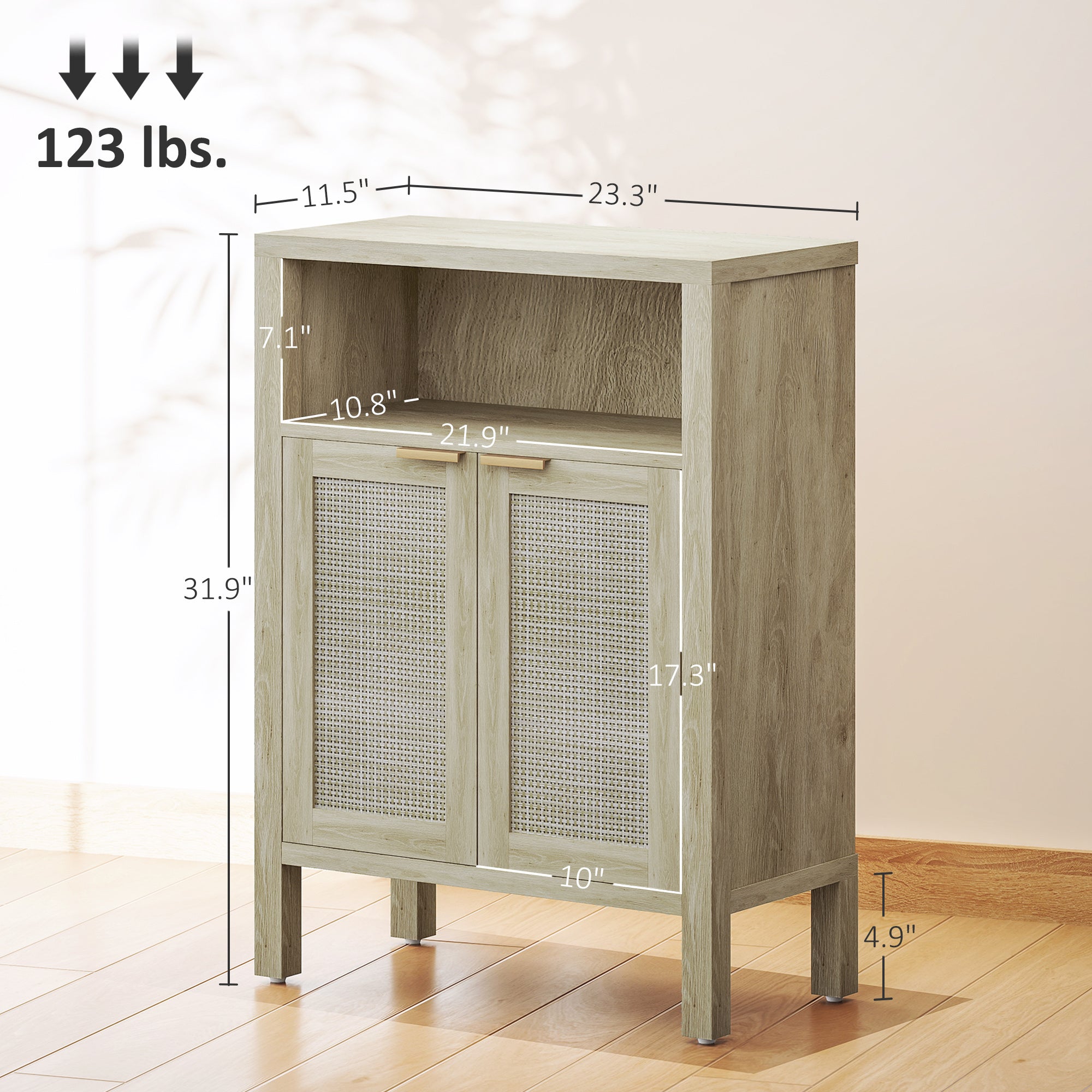 Sideboard Buffet Cabinet With Storage, Modern Accent Cabinet With Adjustable Shelf, Coffee Bar Cabinet, Natural