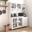 63W Large Kitchen Hutch Cabinet, Freestanding Pantry Cabinets Storage Kitchen Cupboard With 4 Doors, 4 Drawers & Microwave Shelf, White