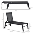 Chaise Lounge Chair Black With Wheels Adjustable Backrest Breathable For Sunbathing Patio