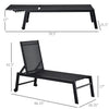 Chaise Lounge Chair Black With Wheels Adjustable Backrest Breathable For Sunbathing Patio