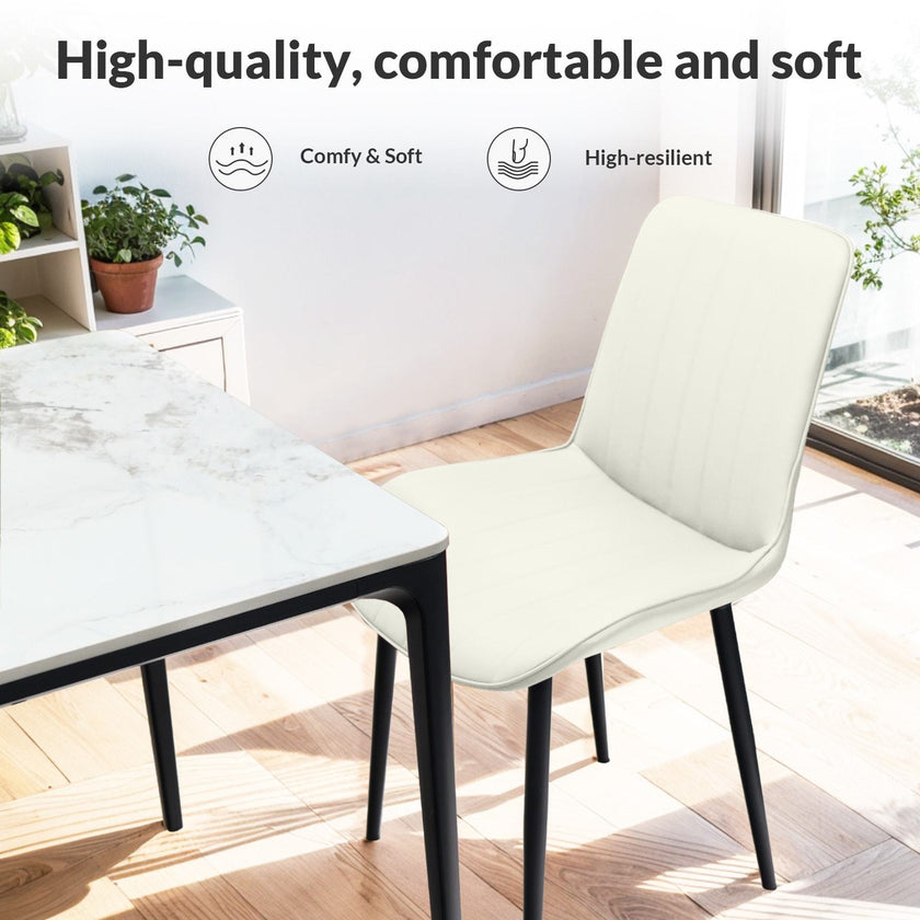 Leather Dining Chair With Metal Legs