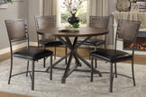 Industrial Style Metal Frame Chairs Set Of 2, Faux Leather Seat Burnished Brown Finish And Gray Metal Finish Rustic Style Dining Kitchen Furniture
