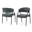 Upholstered Dining Chairs With Metal Legs Set Of 2,Dark Green Black