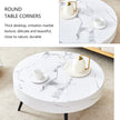 31.5 White Marble-Patterned MDF Round Coffee Table With Black Metal Legs.Adjustable Feet,Coffee Table,Round Table Design,MDF Material,White Marble Pattern.