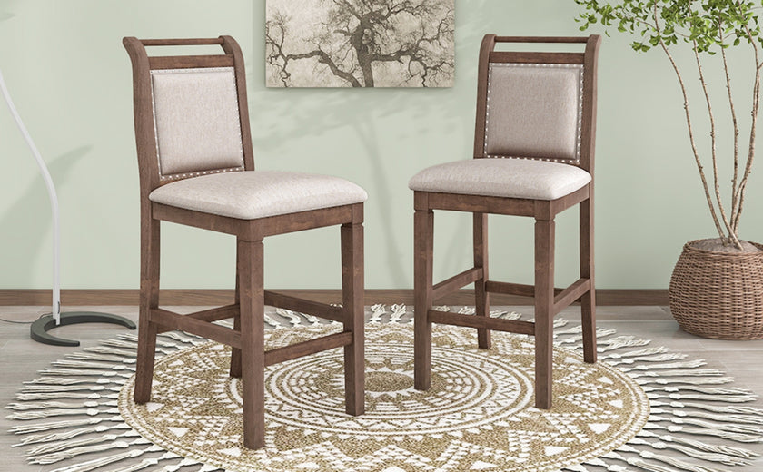 TOPMAX 3-Piece Wood Counter Height Dining Set With 2 Upholstered Chairs