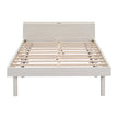 Modern Twin Platform Bed Frame With USB Ports, White Washed Color