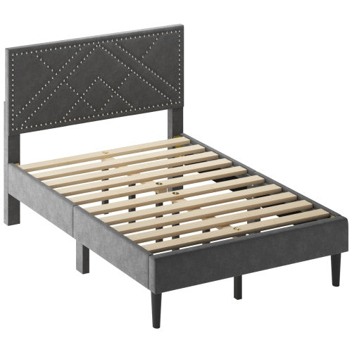 Queen Bed Frame, Linen Storage Headboard, Strong And Stable, No Noise,Under Bed Storage, No Box Spring,Weight 485lbs