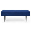 Contemporary Style Bedroom Velvet Upholstered Bench, Blue  45 X13x 17