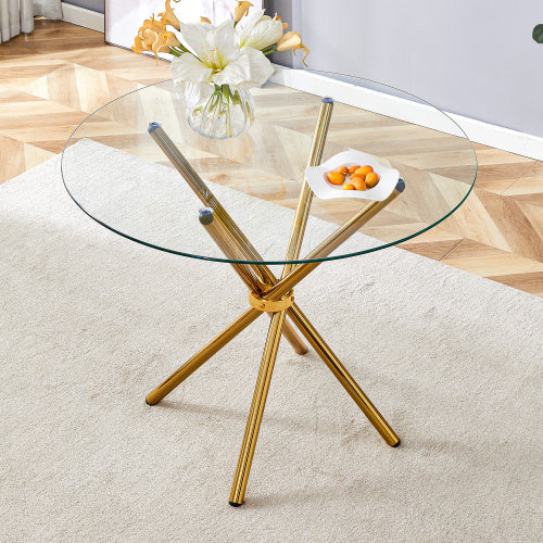 Circular Transparent Glass Dining Table