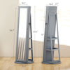 360 Swivel Jewelry Armoire, Lockable Jewelry Cabinet With Full-Length Mirror, Storage Shelves, Gray