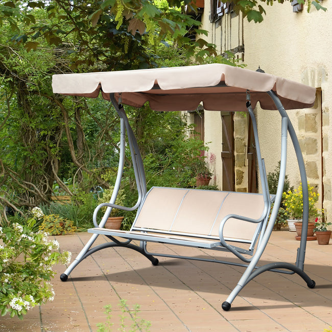 Outdoor Swing Chair Bench With Stand And Adjustable Canopy Porch Swing For Patio Garden